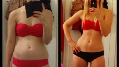 Mel v bikini selfie before after