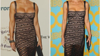 Lisa rinna same dress face boobs