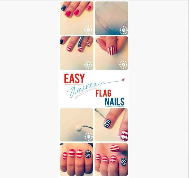 4th of july flag nail art