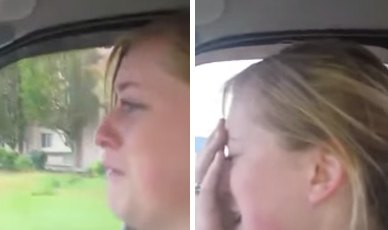 Girl crying about boob job