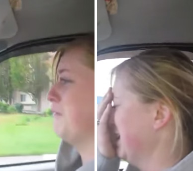 Girl crying about boob job