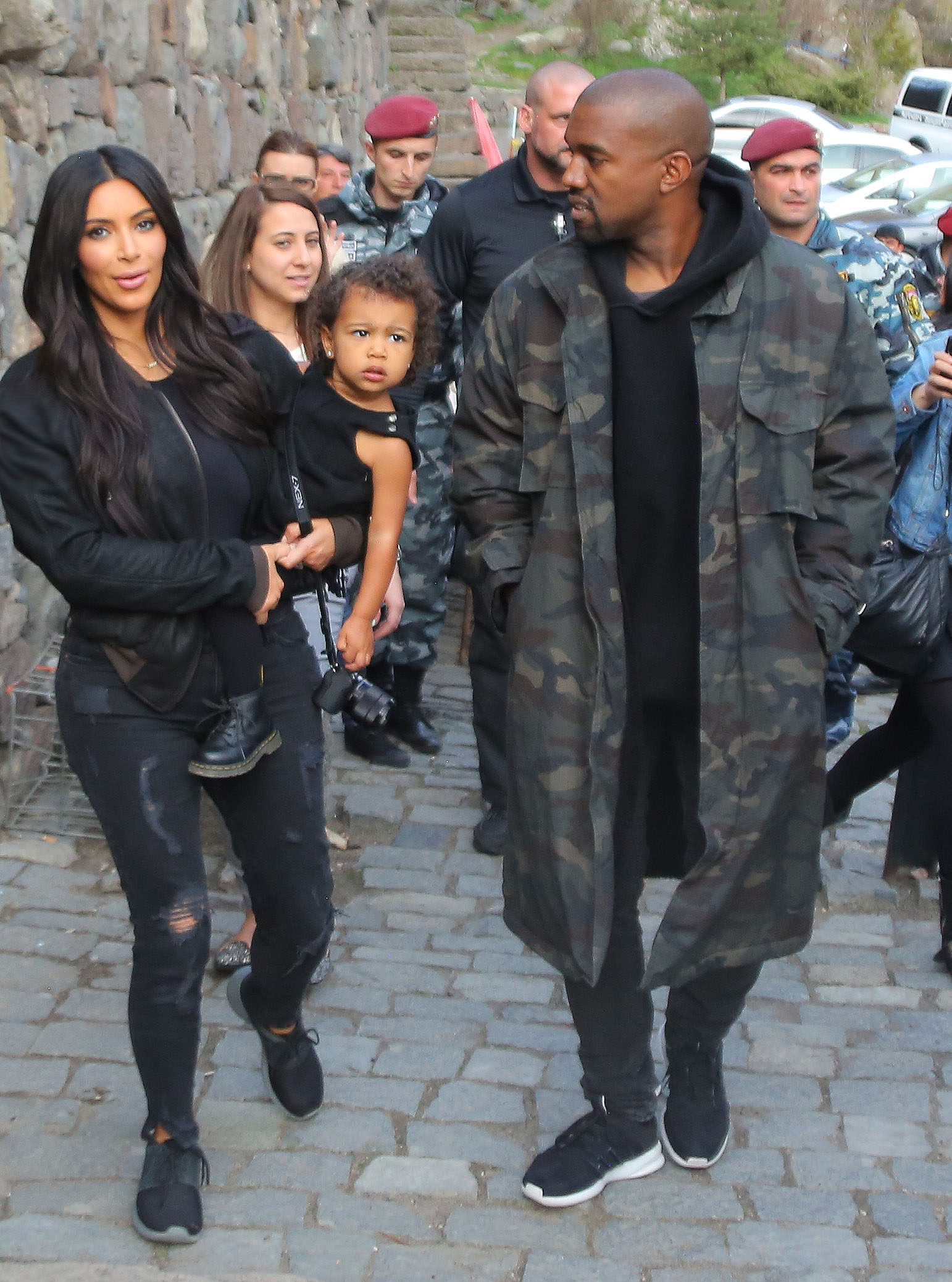 kim kardashian, kanye west and north west