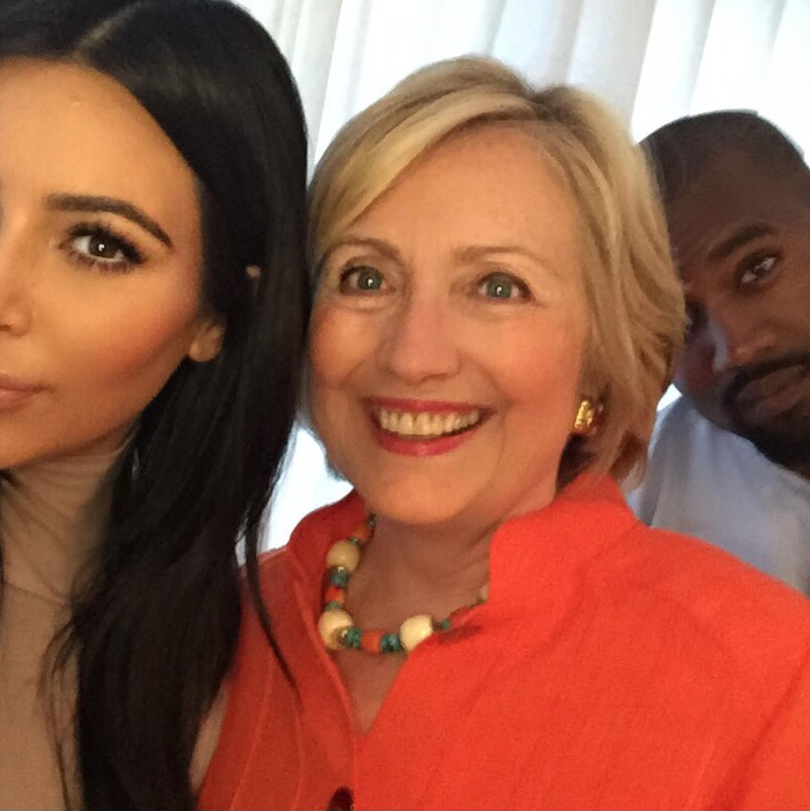 Kim k kanye hillary selfie insta
