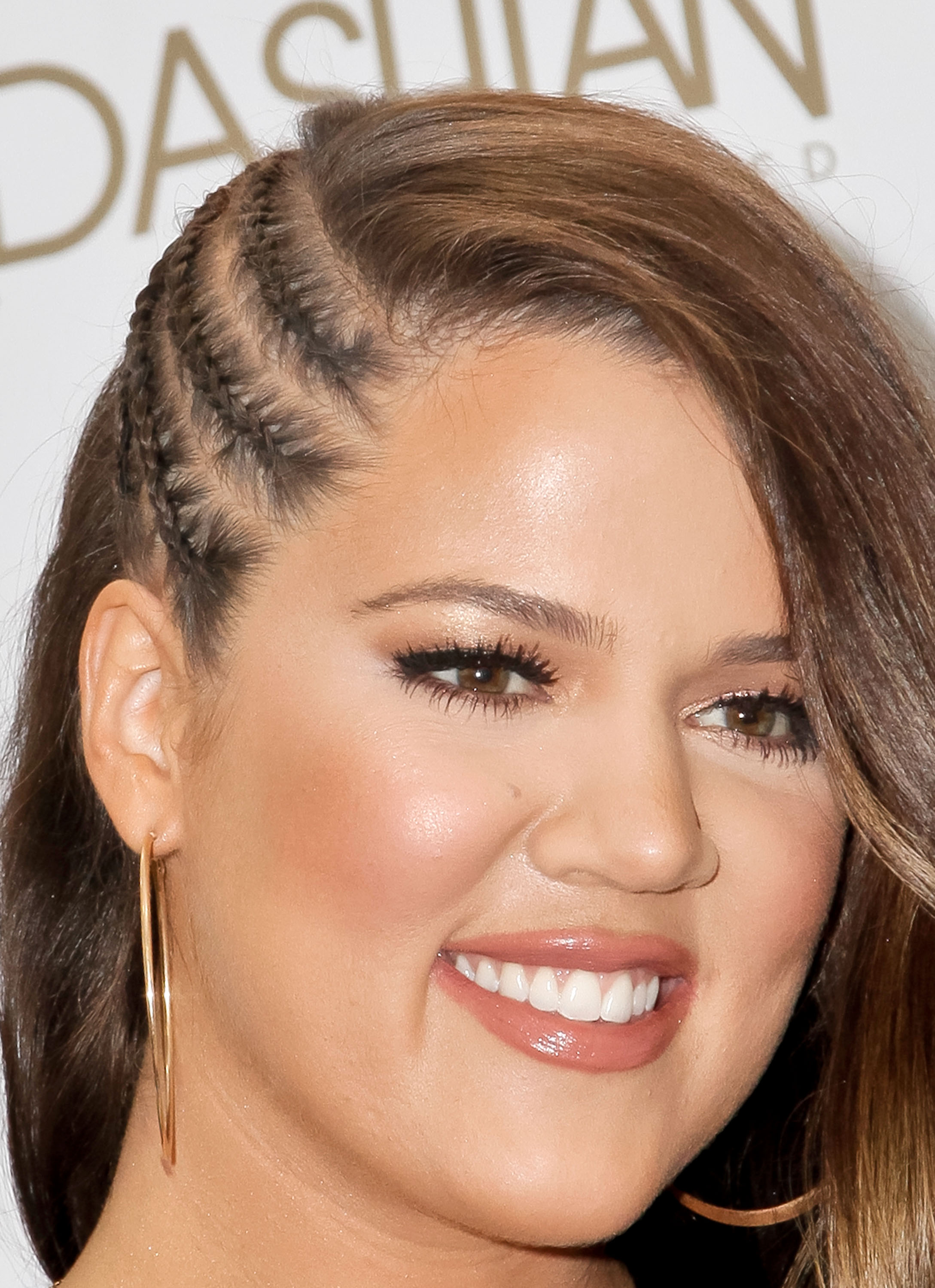 Khloe kardashian side braids getty images