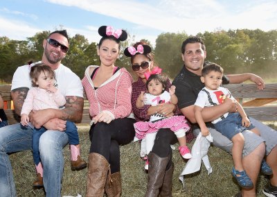 jwoww and snooki with husbands and kids in 2015 getty