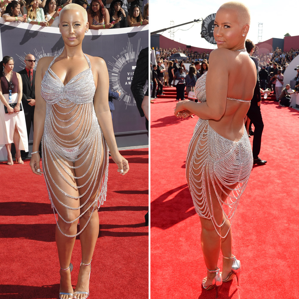 Amber Rose's Barely There Dress on the MTV VMAs Red Carpet (2014), 74 of  the Most Unforgettable Moments From the MTV VMAs
