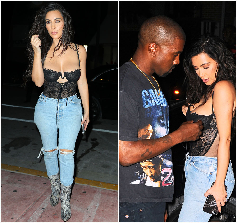 Kim Kardashian's Boobs Spill Out Of Corset Top In Miami!