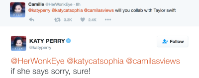 katy perry tweet about taylor swift