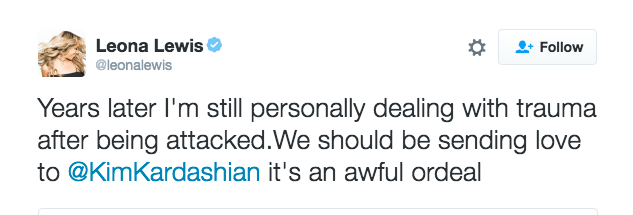 Celeb reaction kim kardashian robbery leona lewis