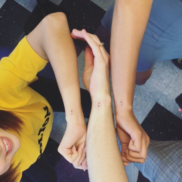 Selena gomez semicolon tattoo