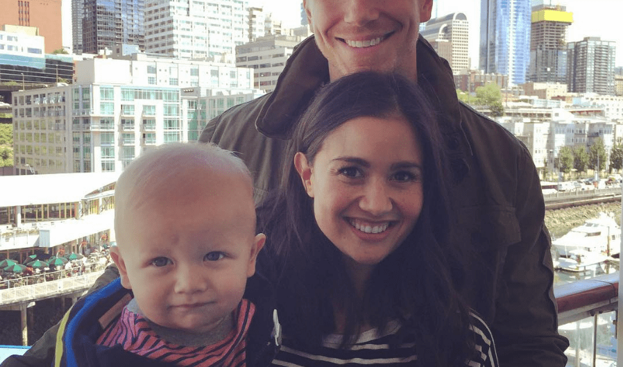 Sean Lowe and Catherine Giudici Stand With Baby Samuel