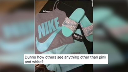 Blue and grey pink and white