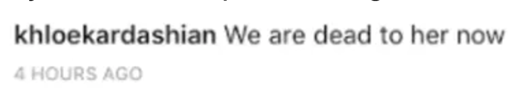 khloe comment - instagram