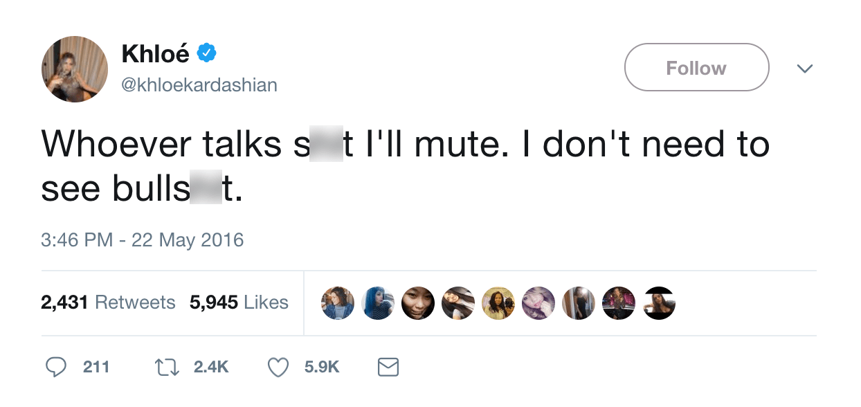 khlo&eacute; kardashian mute