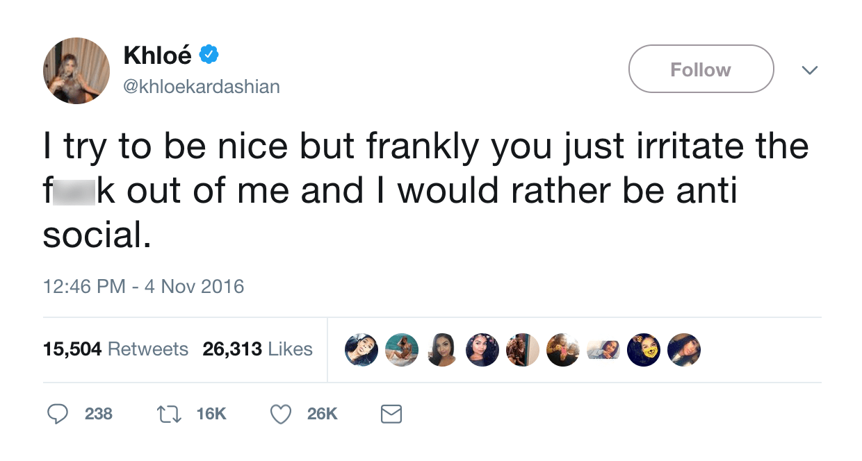 khlo&eacute; kardashian shade twitter