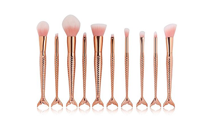 Mermaid makeup brushes set
