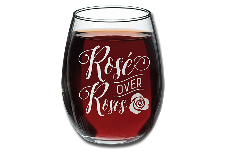 Rose over roses wine glass