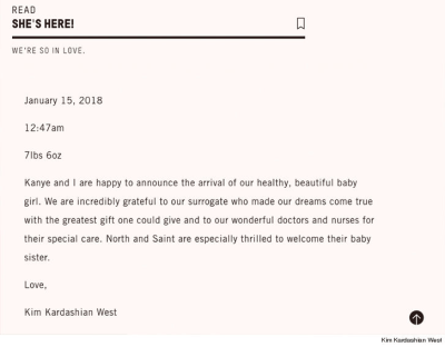 kim kardashian birth announcement kimkardashianwest.com kim kardashian birth announcement kimkardashianwest.com