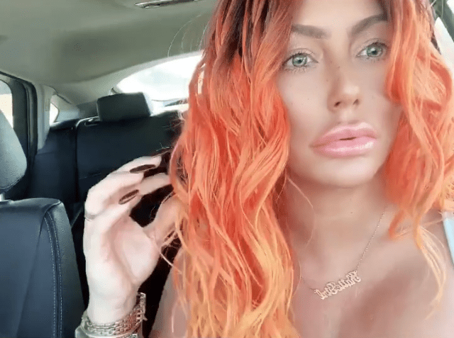 Aubrey O'Day Shows Off New Lips With Orange Hair