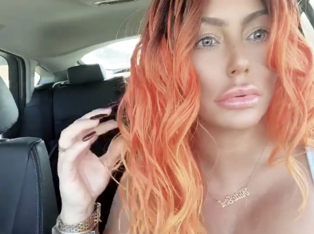 Aubrey O'Day Shows Off New Lips With Orange Hair