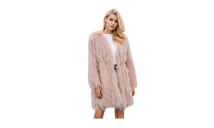 Faux fur jacket pink womens