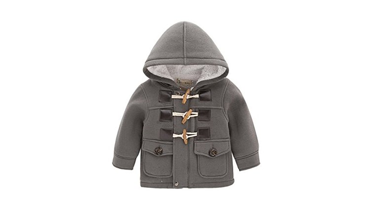Gray infant coat winter toggle buttons