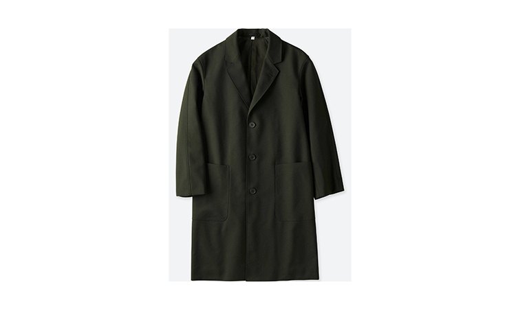 Green wool coat long mens