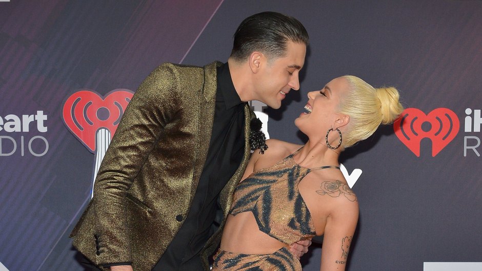 G-Eazy and Halsey show some PDA on a red carpet.