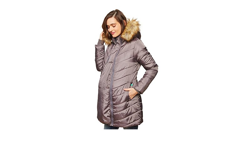 Maternity double zipper puffy coat
