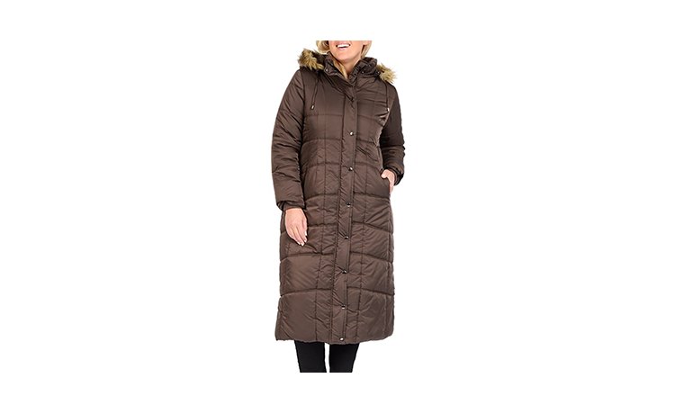 Plus long winter coat brown