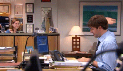 Jim and Pam Air High Five on The Office