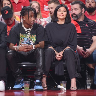 kylie jenner travis scott basketball game getty images