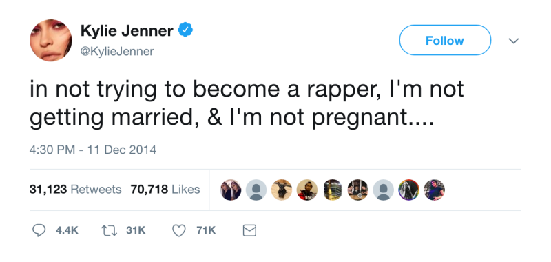 Kylie jenner pregnant tweet