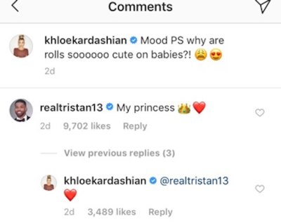 tristan thompson's instagram comment tristan thompson's instagram comment