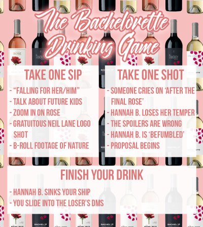 Hannah B Bachelorette Finale Drinking Game