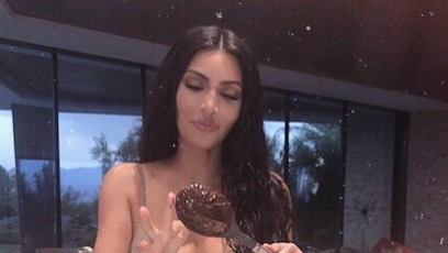 Kim kardashia baking underwear