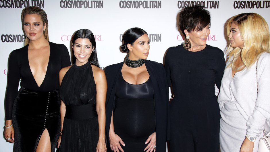 Khloe, Kourtney and Kim Kardashian with Kris and Kylie Jenner on Red Carpet