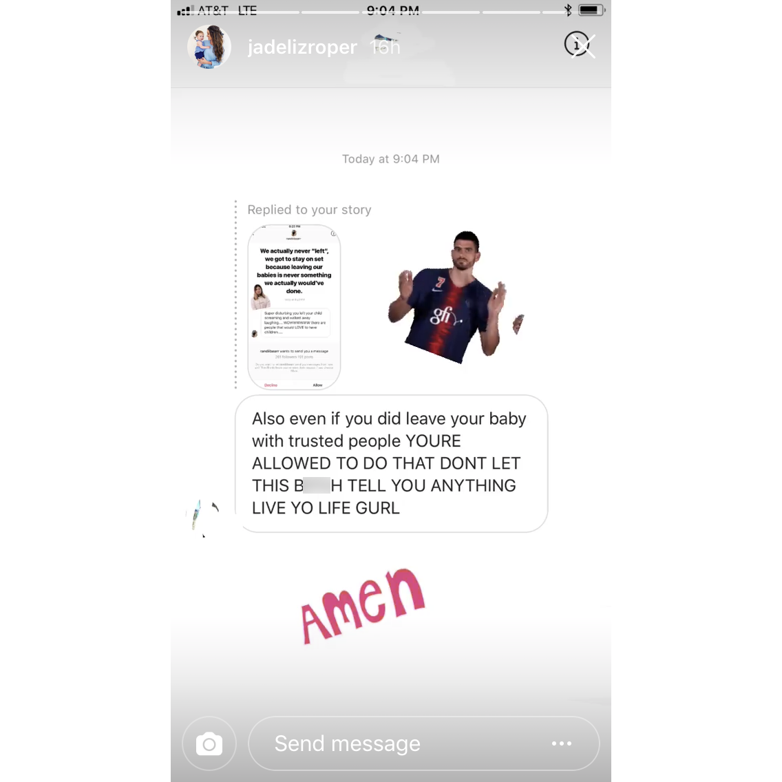 a fan messages jade roper words of support.