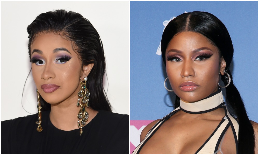 Side by side photos of Cardi B and Nicki Minaj