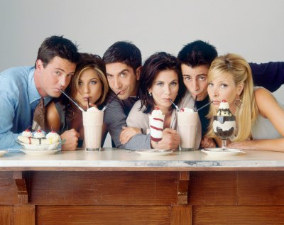 Friends actors drinking milkshakes