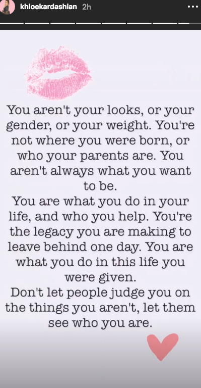 Khloe Kardashian's Instagram story