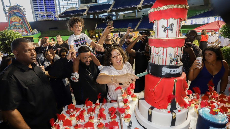 DJ Khaled, Nicole Tuck, Asahd Cut Birthday Cake