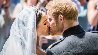 Harry and Meghan kiss on their wedding day
