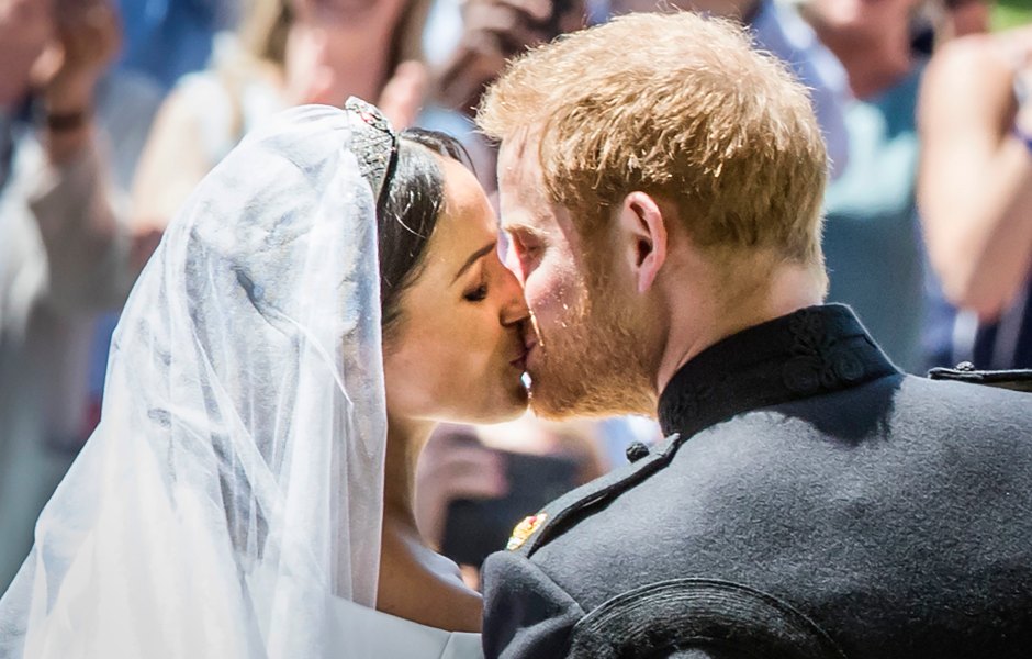 Harry and Meghan kiss on their wedding day