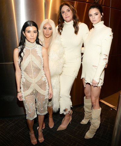 Kourtney Kardashian, Kim Kardashian West, Caitlyn Jenner and Kendall Jenner attend Kanye West Yeezy Season 3 at Madison Square Garden on February 11, 2016 in New York City
