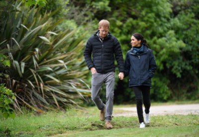 Prince Harry and Meghan Markle on a walk