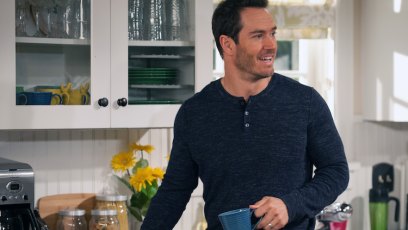 Mark Paul drinking coffee