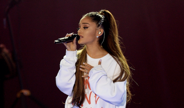 Ariana Grande, Singing, Manchester Bombing Tribute, White Sweatshirt