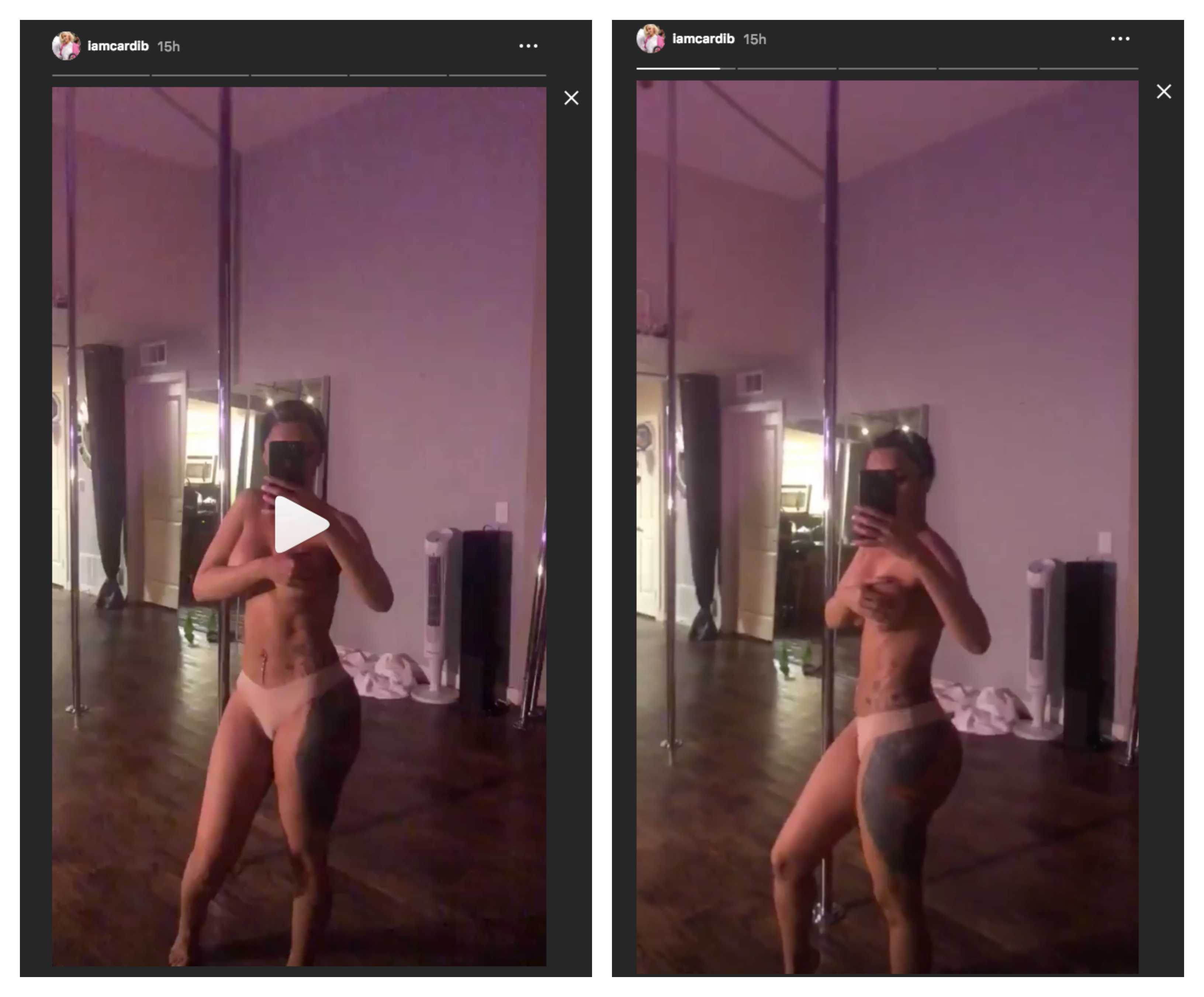 Cardi-B-Posing-Topless-In-The-Mirror-With-Abs