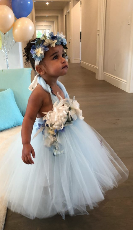 Dream Kardashian Kim Kardashian birthday party blue tutu and flowers